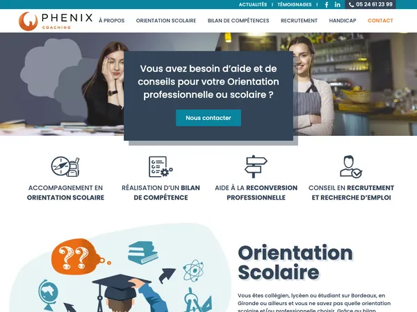 Page d'accueil de Phénix Coaching