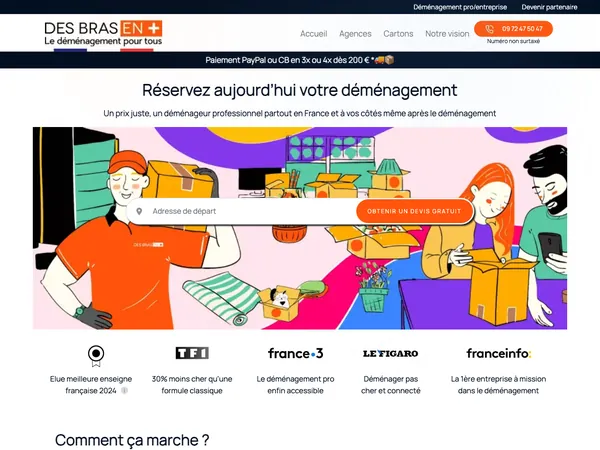 Page d'accueil de Des bras en plus