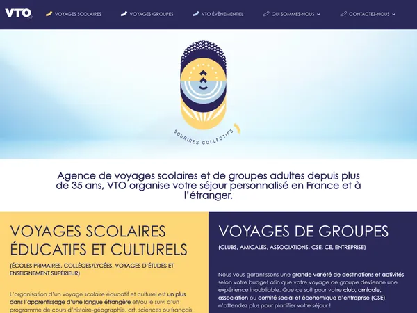 Page d'accueil de VTO Voyages