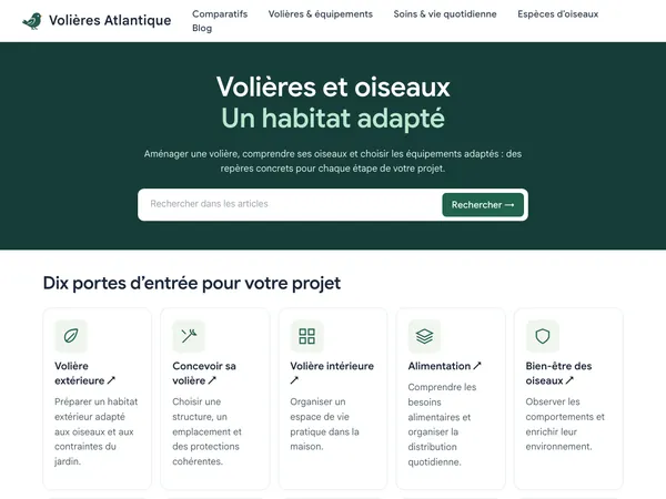 Page d'accueil de Les Volières de l'Atlantique