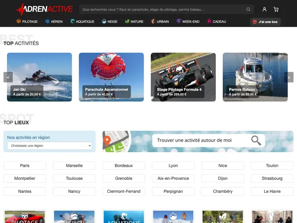 Page d'accueil de Adrenactive