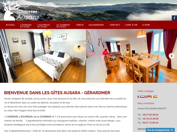 Page d'accueil de Gîtes AUSARA