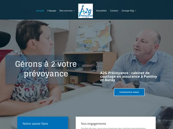 Page d'accueil de A2G Prévoyance