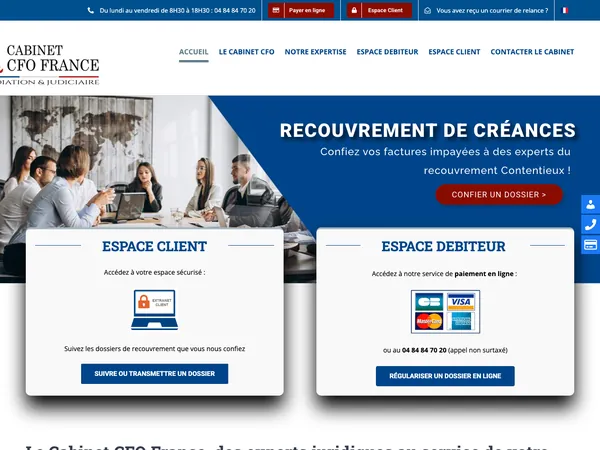 Page d'accueil de Cabinet CFO FRANCE