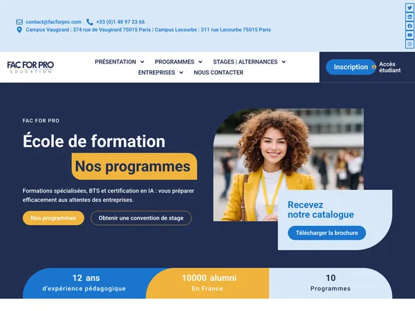 Page d'accueil de FacForPro