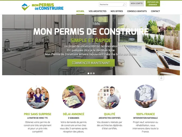 Page d'accueil de Mon permis de construire