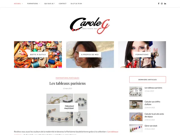 Page d'accueil de CaroleG Formation Bijouterie Fantaisie