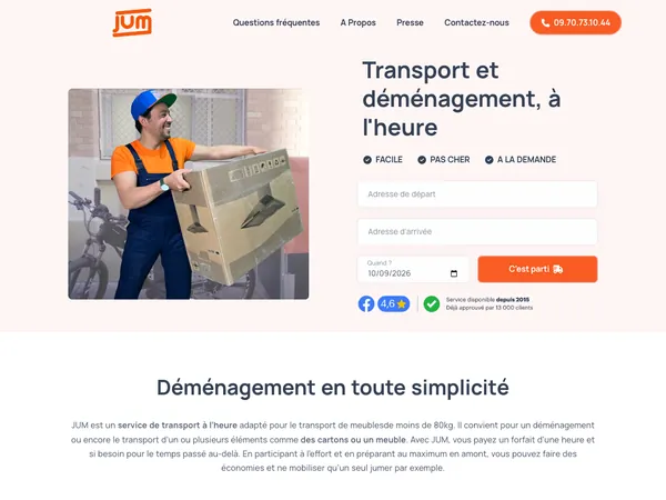 Page d'accueil de JUM