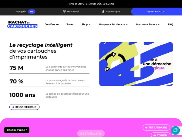 Page d'accueil de Rachat de cartouches.com