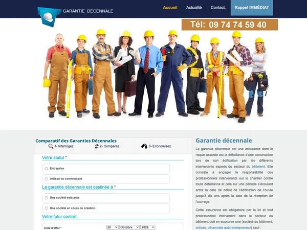 Page d'accueil de Assurance décennale