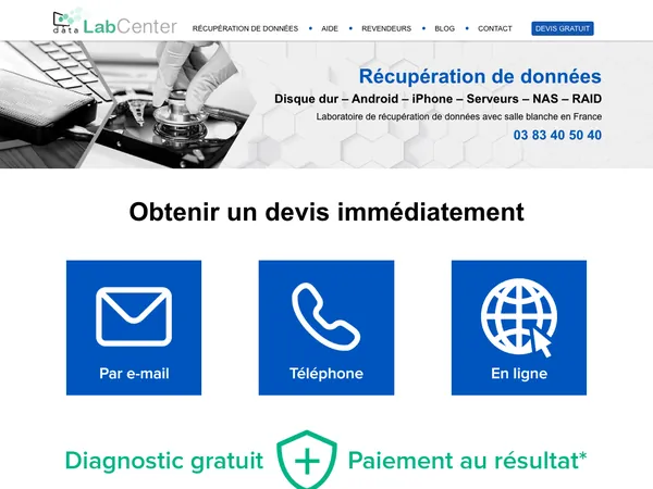 Page d'accueil de Data Lab-Center