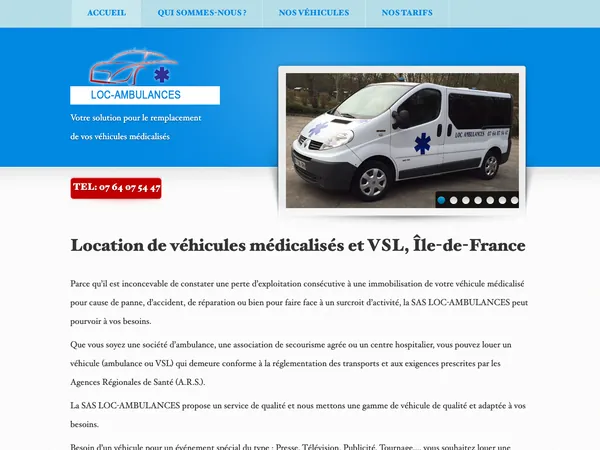 Page d'accueil de Loc-Ambulances