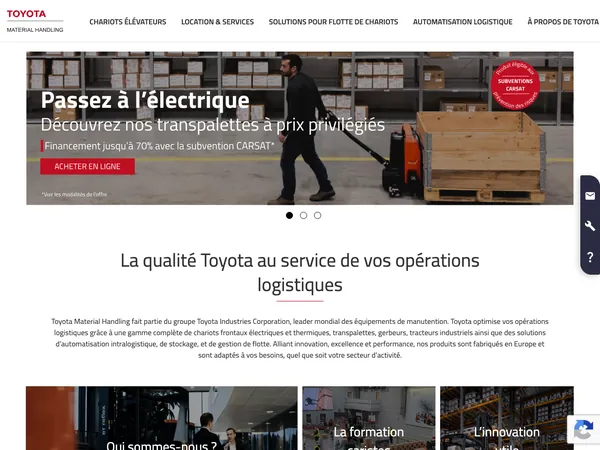 Page d'accueil de Toyota Material Handling France