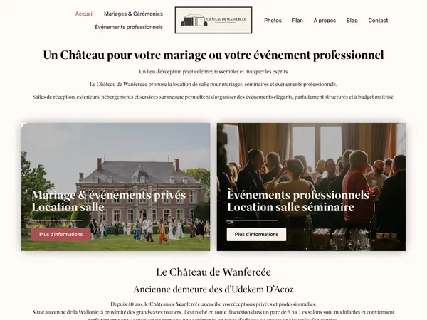 Page d'accueil de Château de Wanfercée en Hainaut