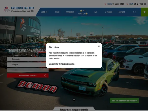 Page d'accueil de American Car City