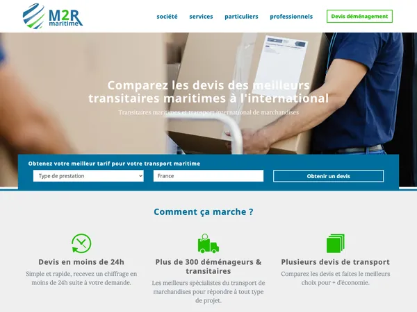 Page d'accueil de M2r Maritime