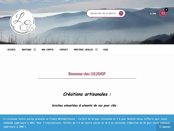 Page d'accueil de LuluShop