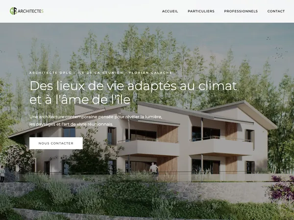 Page d'accueil de GF Architectes Galache FLORIAN la réunion 974