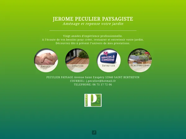 Page d'accueil de Péculier Paysage