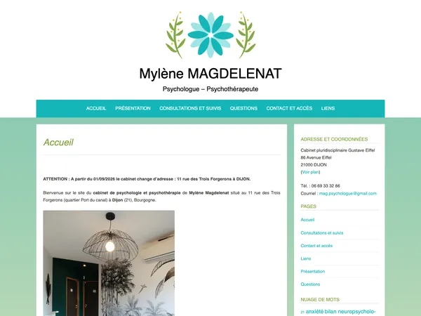 Page d'accueil de Mylène Magdelenat