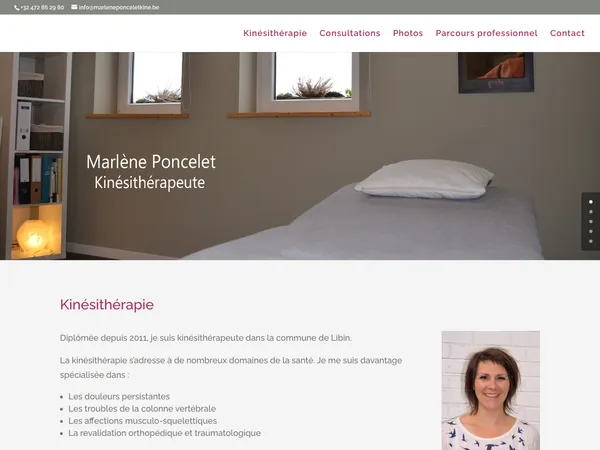 Page d'accueil de Marlène Poncelet, kinésithérapeute