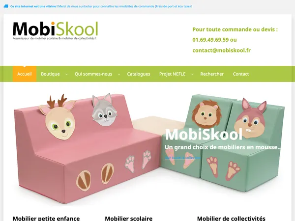 Page d'accueil de MOBISKOOL : mobilier scolaire & collectivités