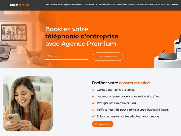 Page d'accueil de Agence Premium
