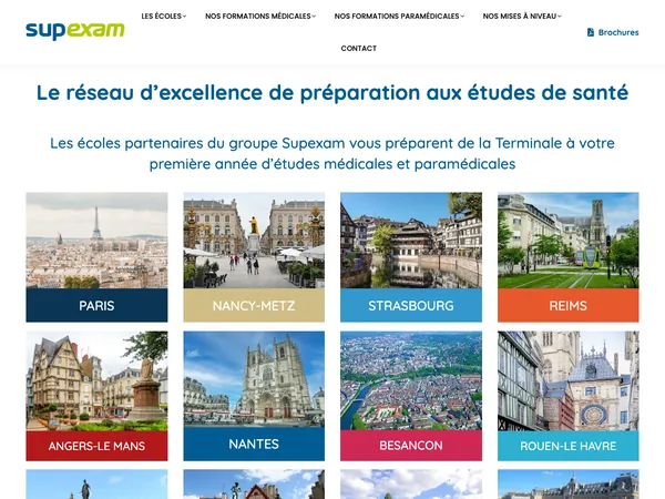 Page d'accueil de Supexam
