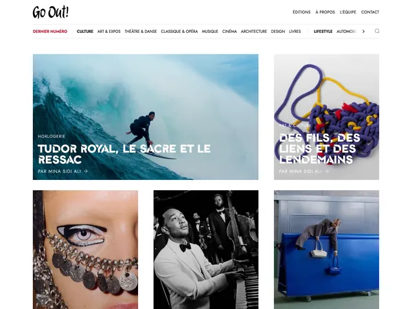 Page d'accueil de Go Out Magazine