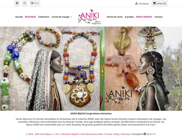 Page d'accueil de Aniki Bijoux