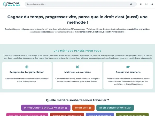 Page d'accueil de Fallait pas faire du droit