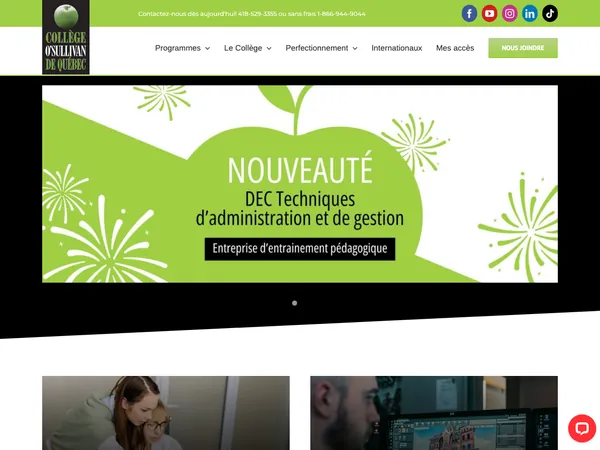 Page d'accueil de Collège O'Sullivan de Québec