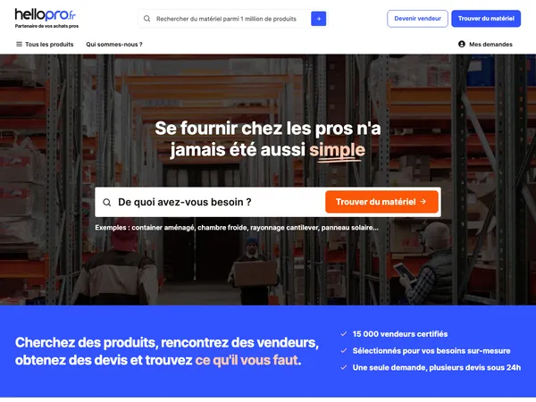 Page d'accueil de Hellopro