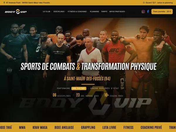 Page d'accueil de Body vip