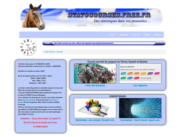 Page d'accueil de Stato-Courses