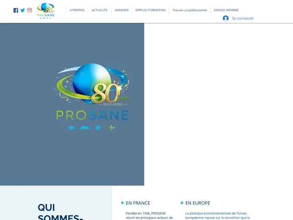 Page d'accueil de PROSANE