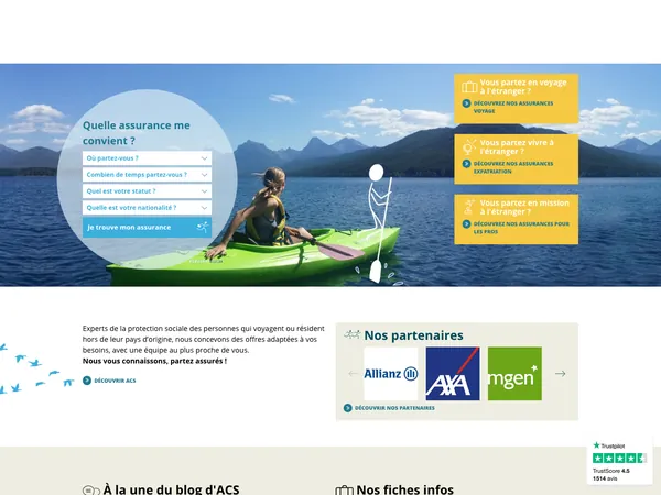 Page d'accueil de ACS
