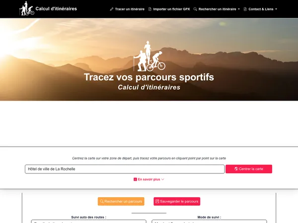 Page d'accueil de Calcul d'itinéraires