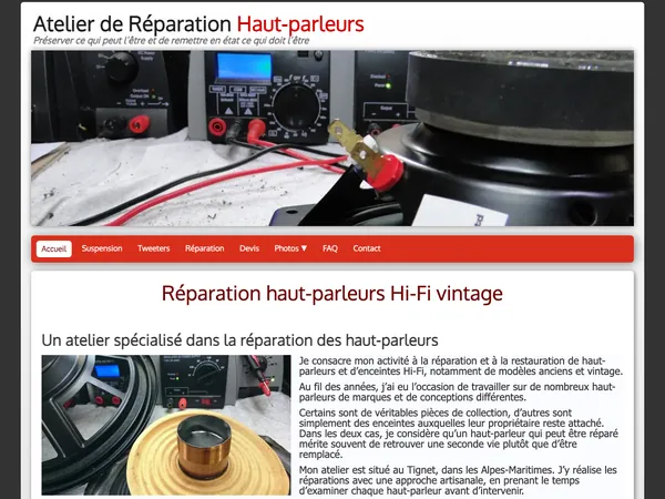 Page d'accueil de Atelier réparation haut-parleur