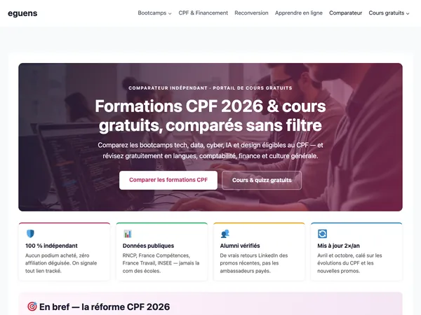 Page d'accueil de eguens.com