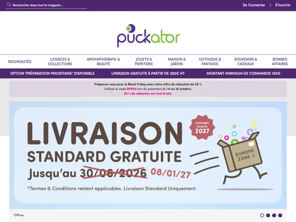 Page d'accueil de Puckator
