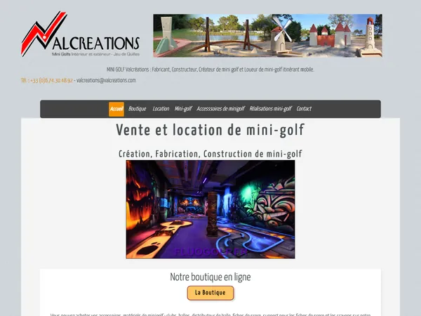 Page d'accueil de Valcréations