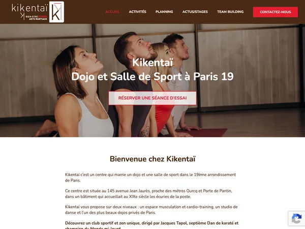 Page d'accueil de Dojo Kikentaï