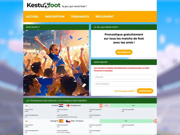 Page d'accueil de Kestufoot