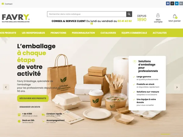 Page d'accueil de Favry Emballages