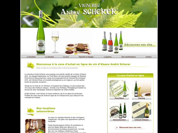 Page d'accueil de Vignoble André Scherer