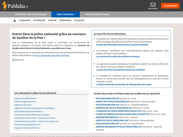 Page d'accueil de concours-police-nationale.fr