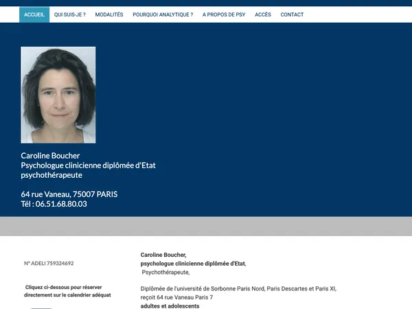 Page d'accueil de Caroline Boucher