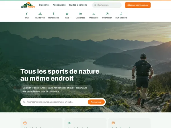 Page d'accueil de Sport Nature