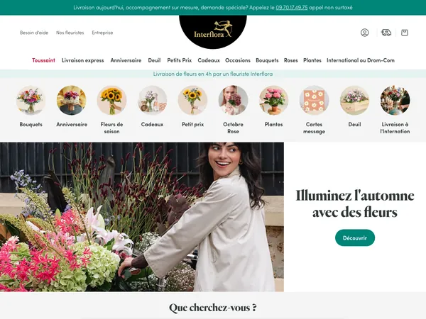 Page d'accueil de Interflora